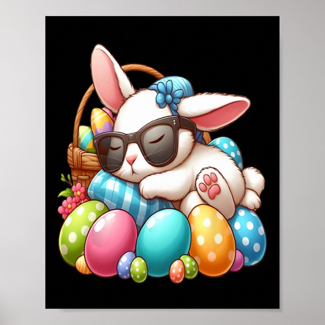 Happy Easter Bunny Rabbit Face Funny Easter Day Wo Poster (Front)
