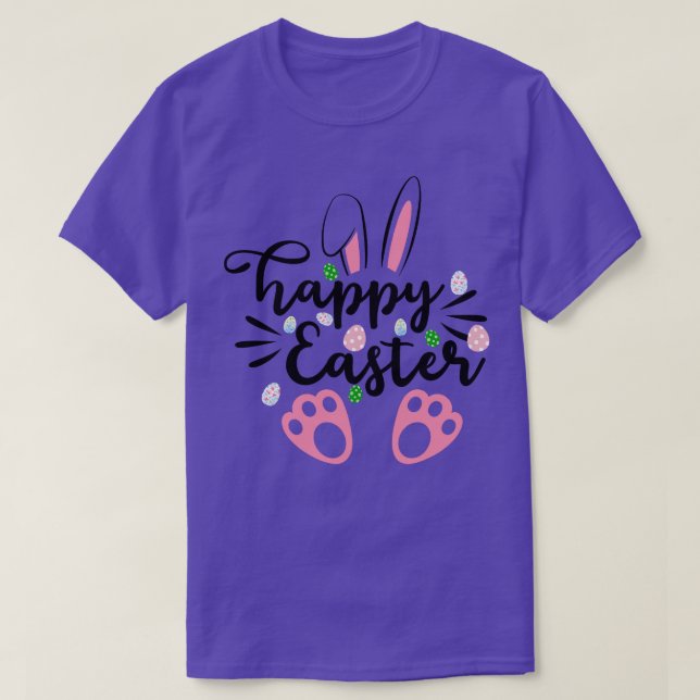 happy easter bunny rabbit face funny easter day wo T-Shirt (Design Front)