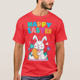 happy easter bunny rabbit face funny easter day wo T-Shirt