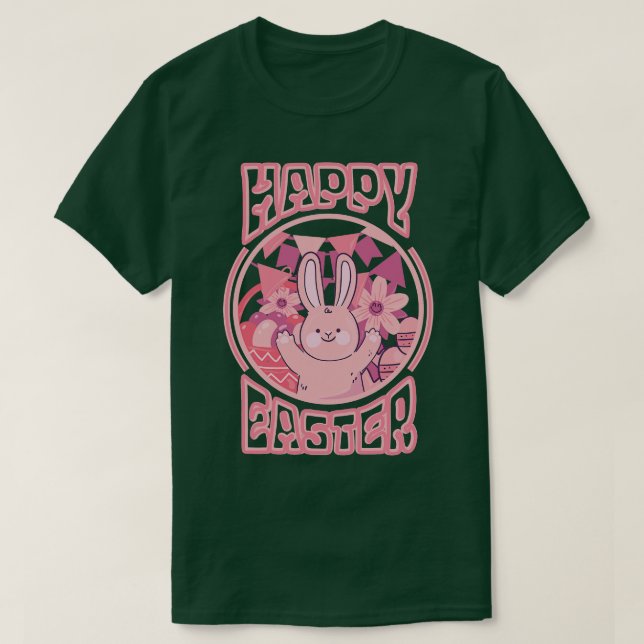 happy easter bunny rabbit face funny easter day wo T-Shirt (Design Front)