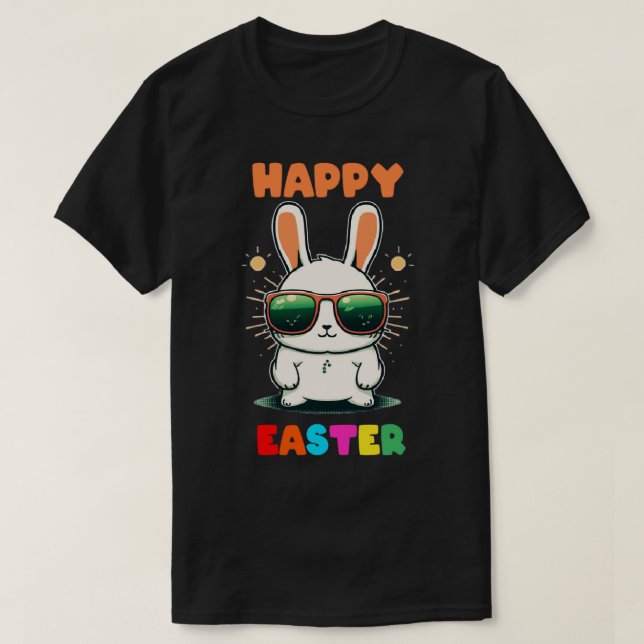 happy easter bunny rabbit face funny easter day wo T-Shirt (Design Front)