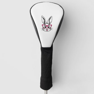 Happy Easter Bunny Rabbit Face with Glasses  Golf Head Cover