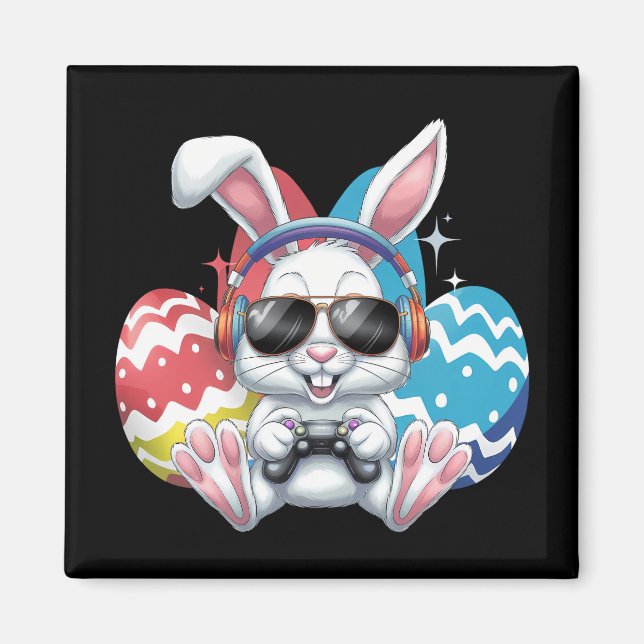 Happy Easter Bunny Rabbit Gaming Gamer Games Magnet (Front)
