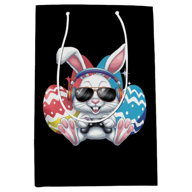 Happy Easter Bunny Rabbit Gaming Gamer Games Medium Gift Bag (Front)