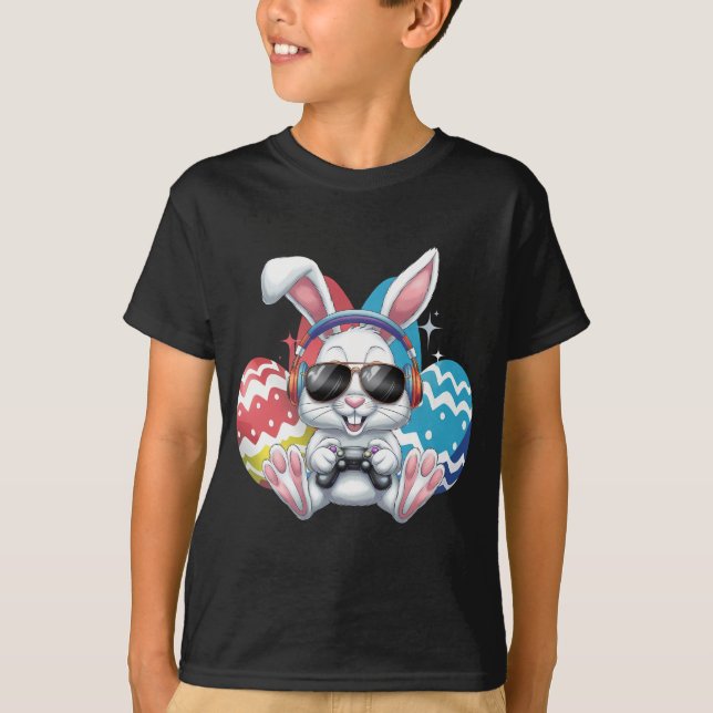Happy Easter Bunny Rabbit Gaming Gamer Games T-Shirt (Front)