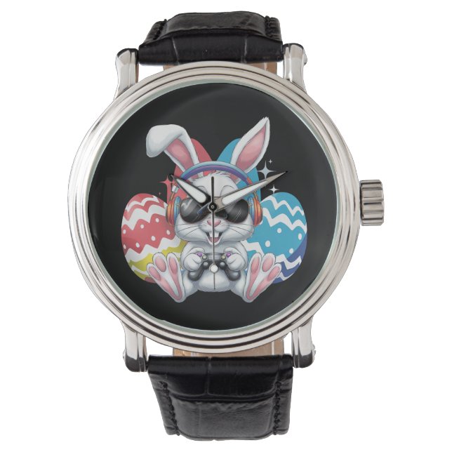 Happy Easter Bunny Rabbit Gaming Gamer Games Watch (Front)