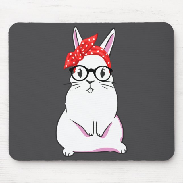 Happy Easter Bunny Rabbit Headband With Gles Ea  Mouse Mat (Front)