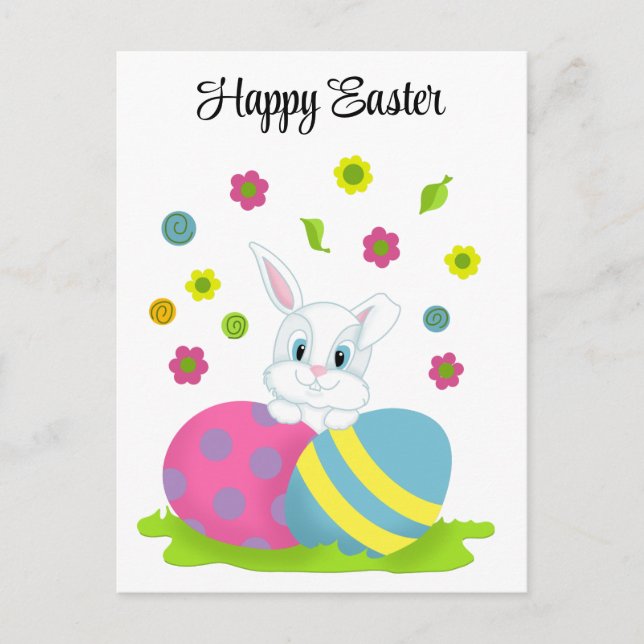 Happy Easter Bunny Rabbit Holiday Postcard (Front)