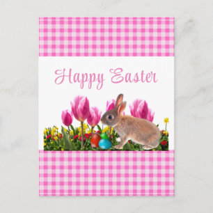 Happy Easter Bunny Rabbit Holiday Postcard