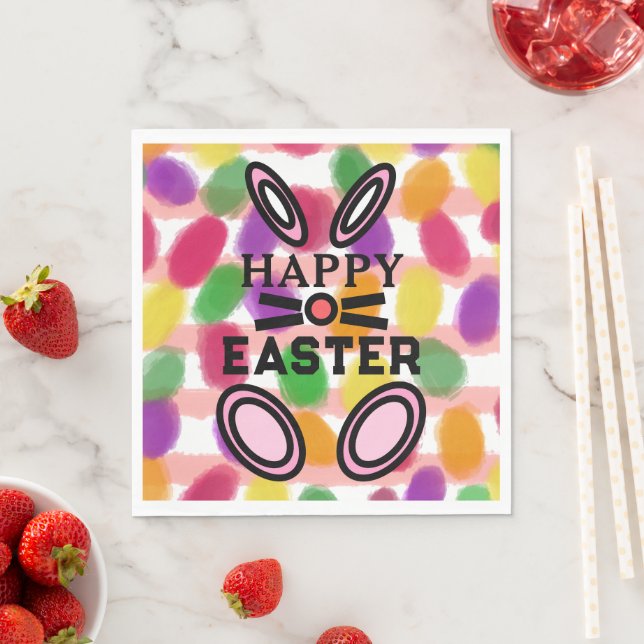 Happy Easter Bunny Rabbit Jelly Eggs Napkin (Insitu)