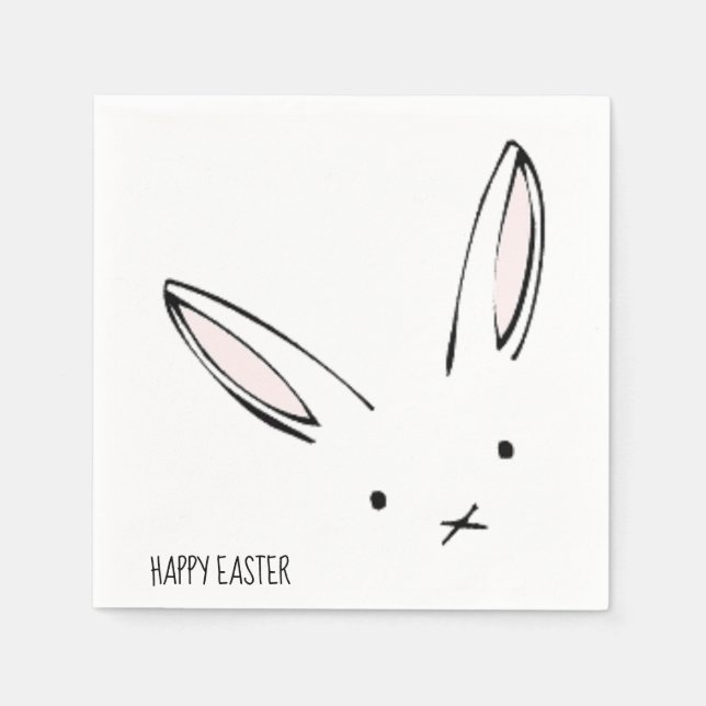 Happy Easter Bunny Rabbit Party Napkins (Front)