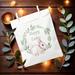 Happy Easter Bunny Rabbit Sage Floral Wreath Favour Bags