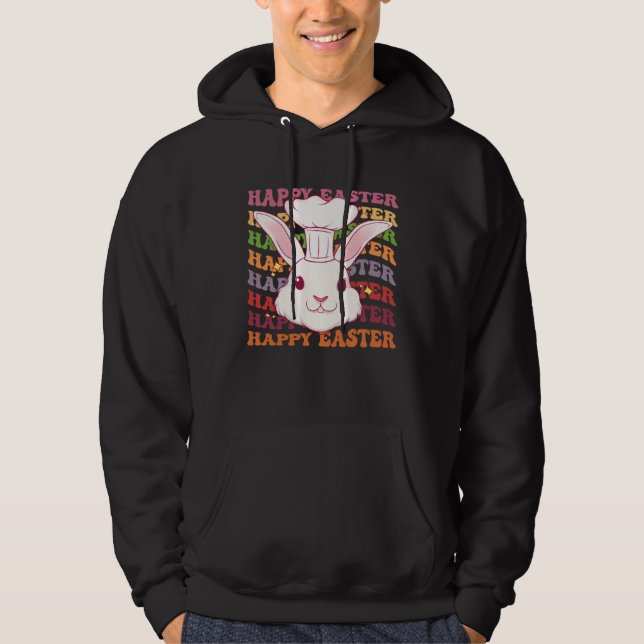 Happy Easter Bunny Rainbow Rabbit Chef Easter Egg  Hoodie (Front)