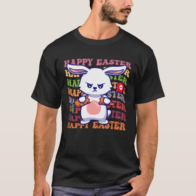 Happy Easter Bunny Rainbow Rabbit  Easter Egg Hunt T-Shirt (Front)