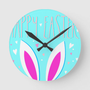 happy easter bunny round clock