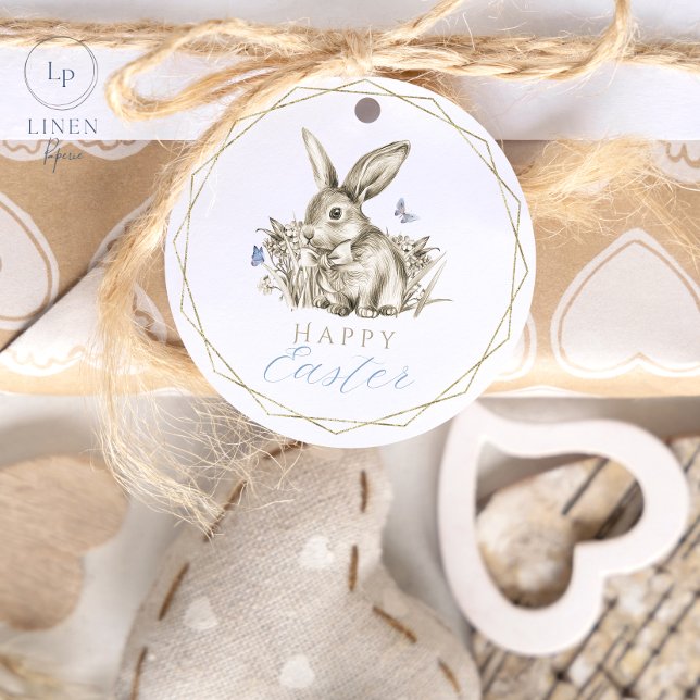 Happy Easter Bunny Round Gift Tag (Creator Uploaded)