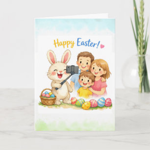 Happy Easter Bunny Selfie Family Card 