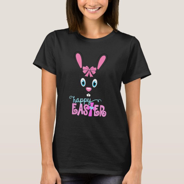 Happy Easter Bunny Sleeping Face Christian Girls W T-Shirt (Front)