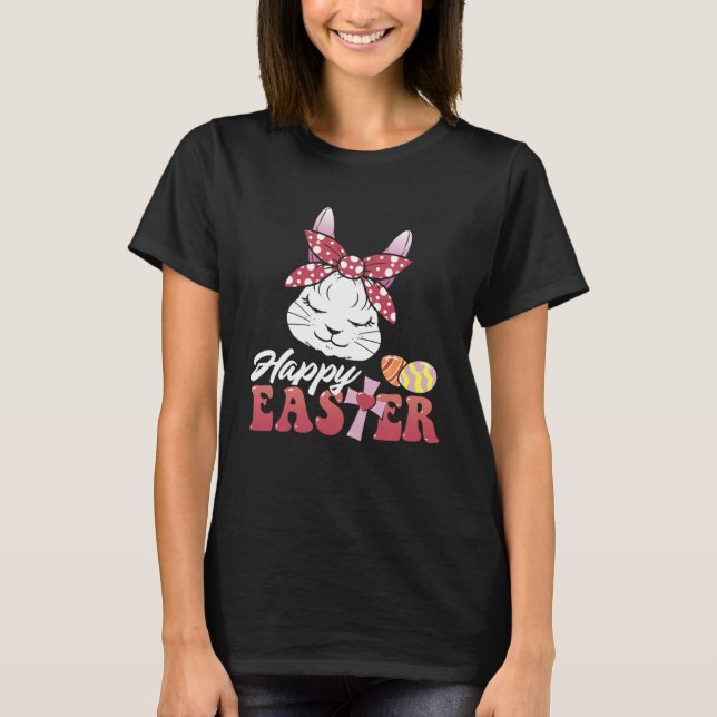Happy Easter Bunny Sleeping Face Christian Girls W T-Shirt (Front)