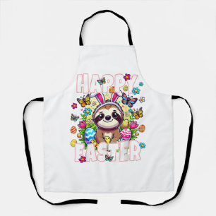 Happy Easter Bunny Sloth Easter Bunny Kids Adult F Apron