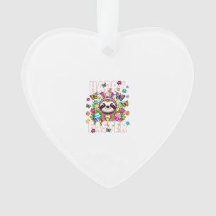 Happy Easter Bunny Sloth Easter Bunny Kids Adult F Ornament
