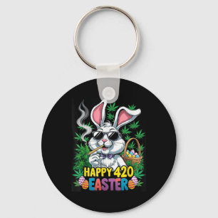 Happy Easter Bunny Smoking Weed Funny 2025 Key Ring
