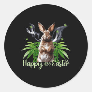 Happy Easter Bunny Smoking Weed Funny Classic Round Sticker