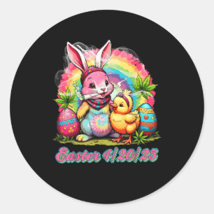 Happy Easter Bunny Smoking Weed Funny Men Women Classic Round Sticker