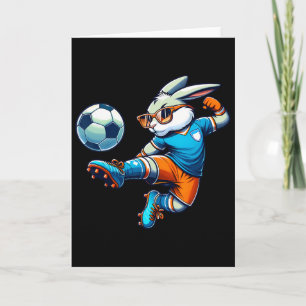 Happy Easter Bunny Soccer Player Lover Sport Rabbi Card