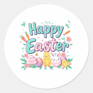Happy Easter Bunny Spring Easter Egg Easter Classic Round Sticker