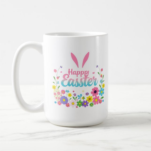 Happy Easter Bunny Spring Easter Egg Easter Coffee Mug (Left)
