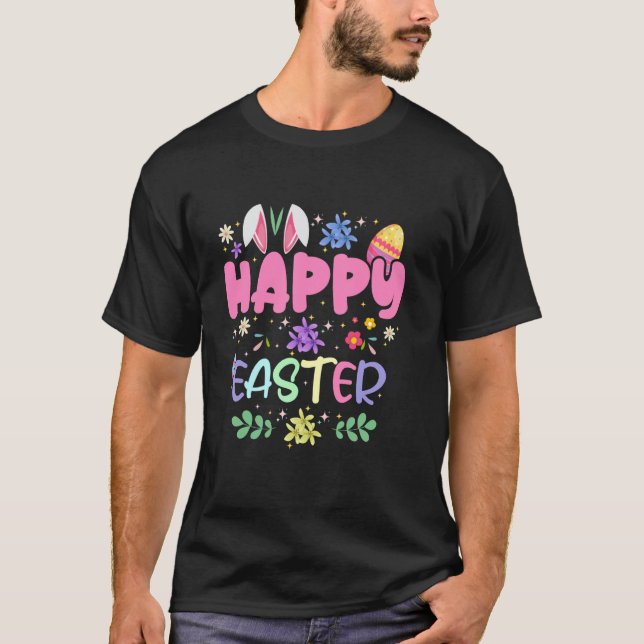 Happy Easter Bunny Spring Easter Egg Easter For Wo T-Shirt (Front)