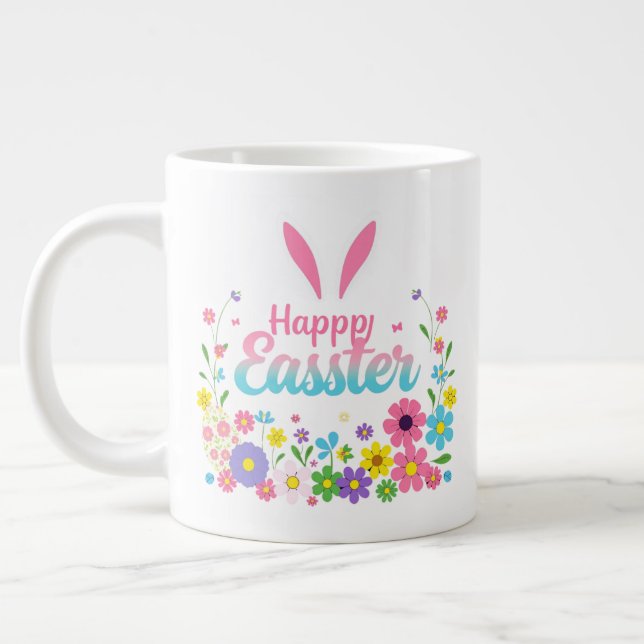 Happy Easter Bunny Spring Easter Egg Easter Large Coffee Mug (Left)