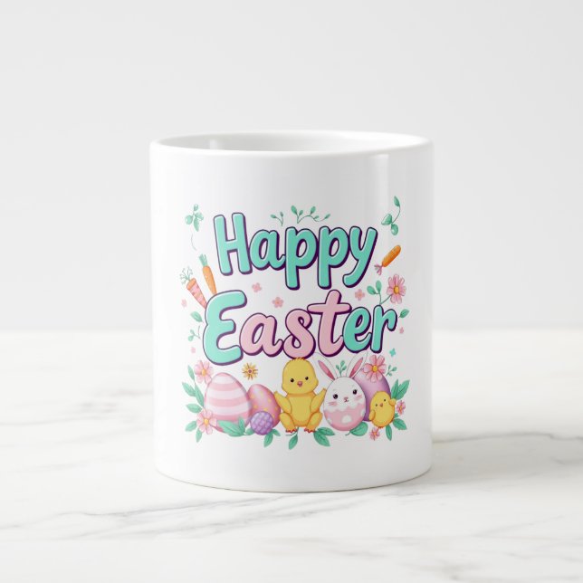 Happy Easter Bunny Spring Easter Egg Easter Large Coffee Mug (Front)