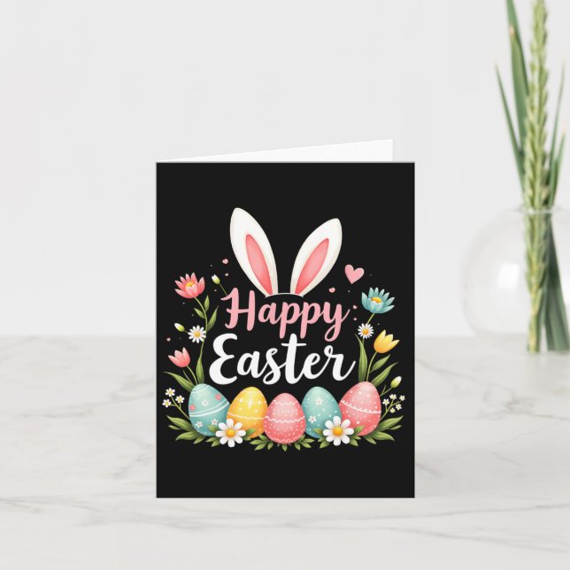 Happy Easter Bunny Spring Easter Egg Easter Shirts Card (Front)