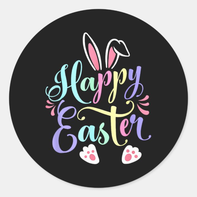 Happy Easter Bunny Spring Easter Egg Easter Shirts Classic Round Sticker (Front)