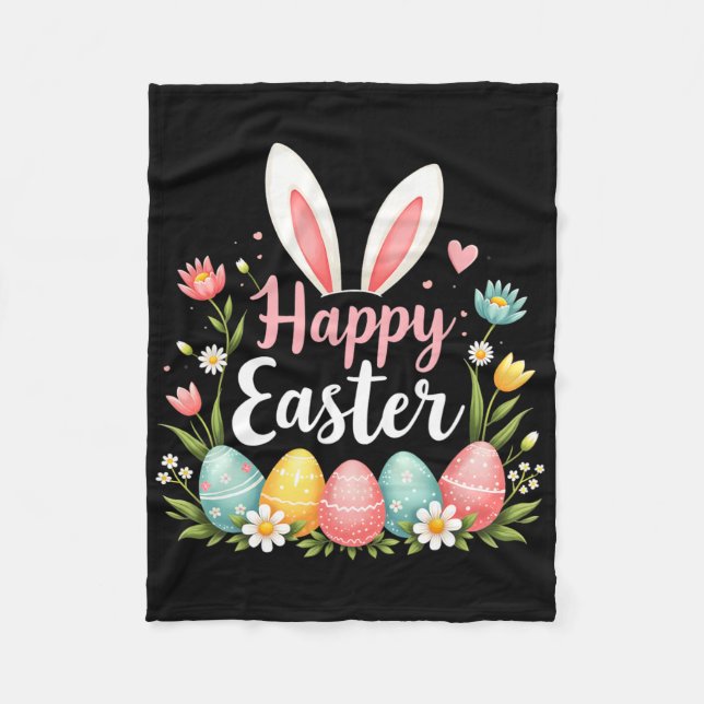 Happy Easter Bunny Spring Easter Egg Easter Shirts Fleece Blanket (Front)
