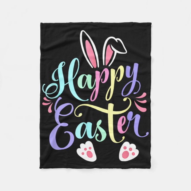 Happy Easter Bunny Spring Easter Egg Easter Shirts Fleece Blanket (Front)