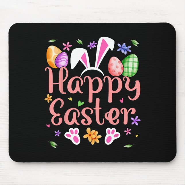 Happy Easter Bunny Spring Easter Egg Easter Shirts Mouse Mat (Front)