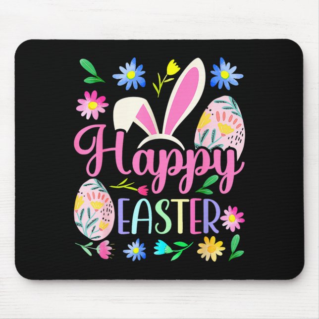 Happy easter bunny spring easter egg easter shirts mouse mat (Front)
