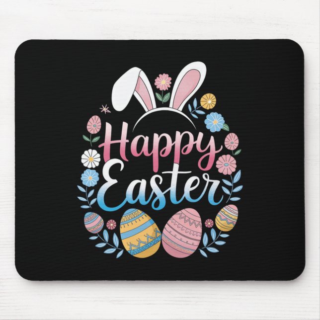 Happy Easter Bunny Spring Easter Egg Easter Shirts Mouse Mat (Front)