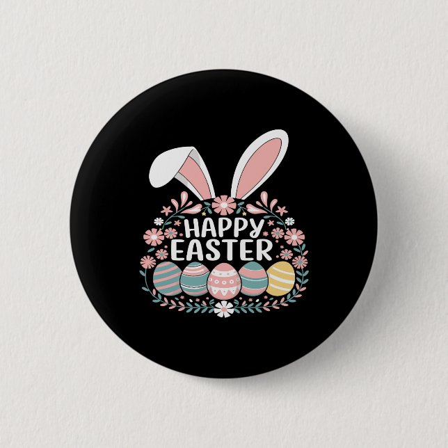 Happy Easter Bunny Spring Easter Egg Easter Women  6 Cm Round Badge (Front)