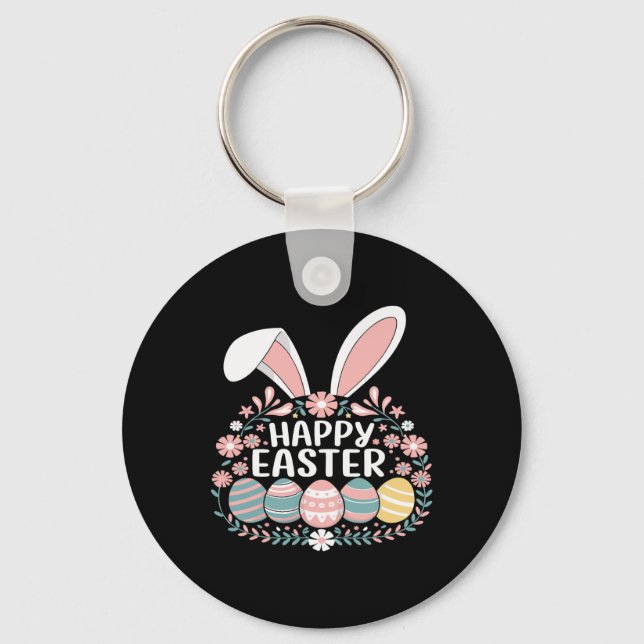 Happy Easter Bunny Spring Easter Egg Easter Women  Key Ring (Front)