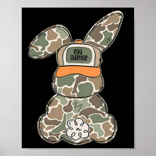 Happy Easter Bunny Spring Egg Hunter Rabbit Camouf Poster