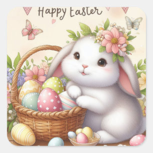 Happy Easter bunny Square Sticker