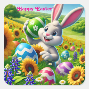 Happy “Easter Bunny” Square Sticker
