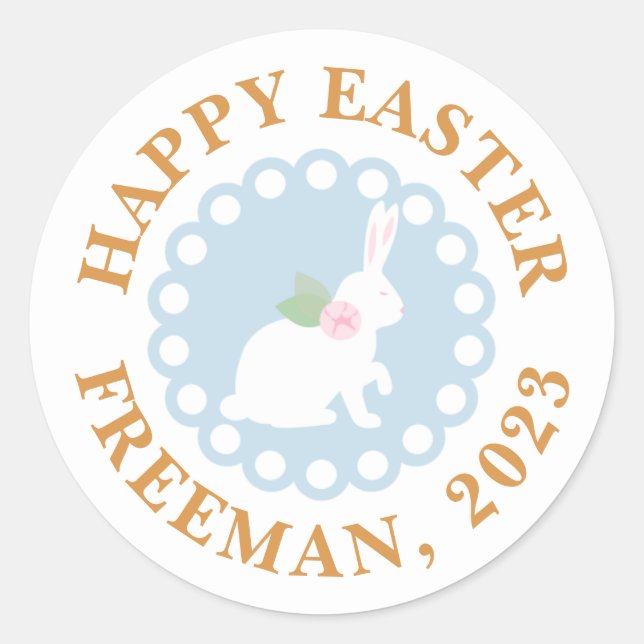 Happy Easter Bunny Sticker – Custom Family Name (Front)
