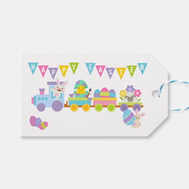 Happy Easter Bunny Train Gift Tags (Front (Horizontal))