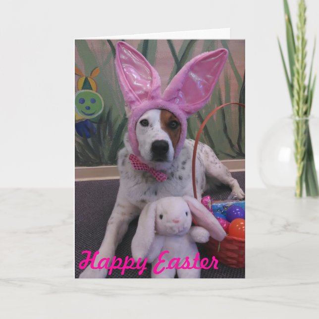 Happy Easter Bunny Up for Easter Luna Says Card (Front)
