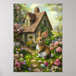 Happy Easter Bunny Wall Art Poster